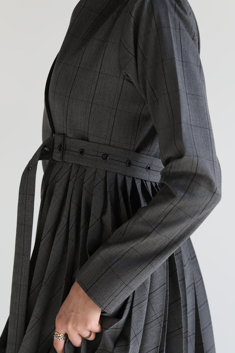 Grey Plisse Checkered