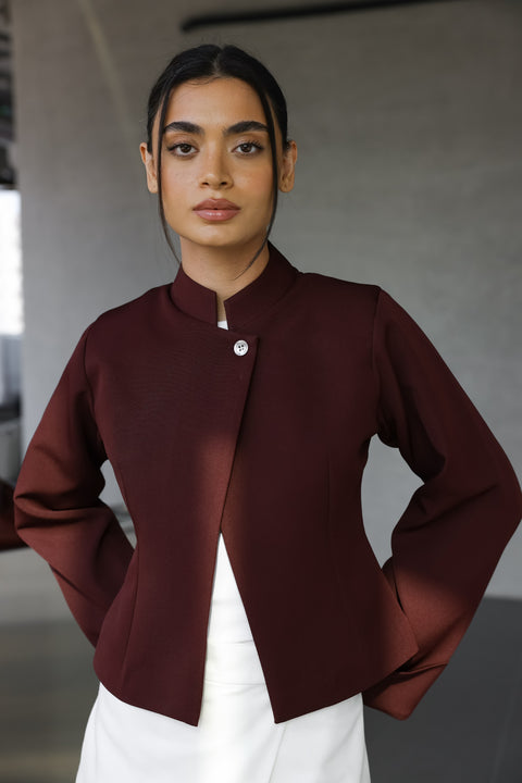 Maroon Crop blazer