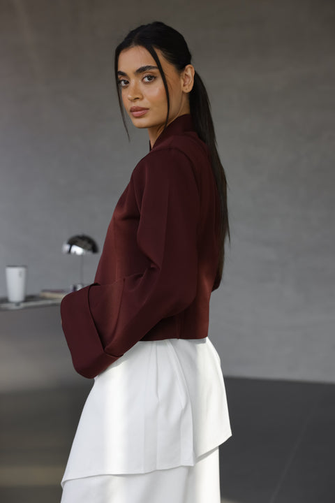 Maroon Crop blazer
