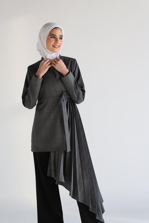 Grey Plisse Checkered