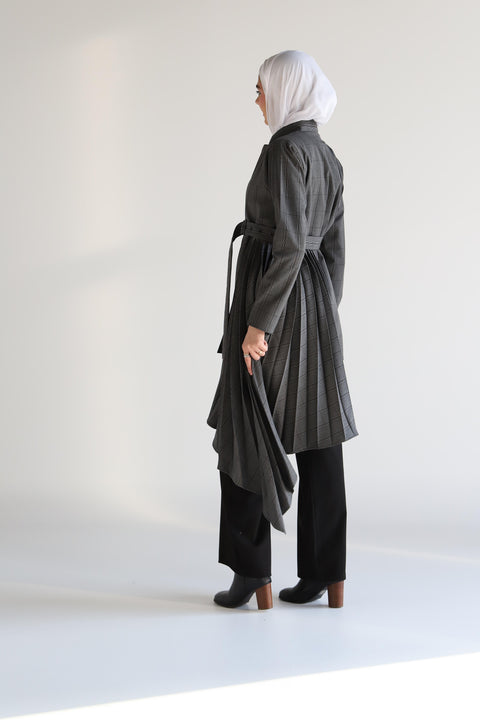 Grey Plisse Checkered