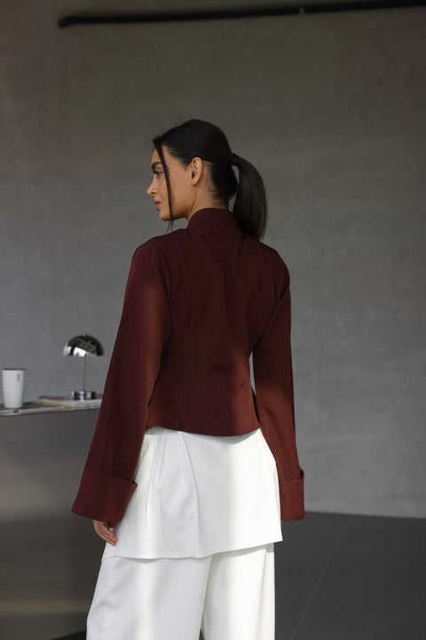 Maroon Crop blazer