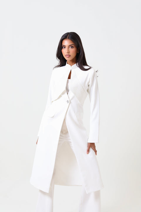 Long white Aura Blazer