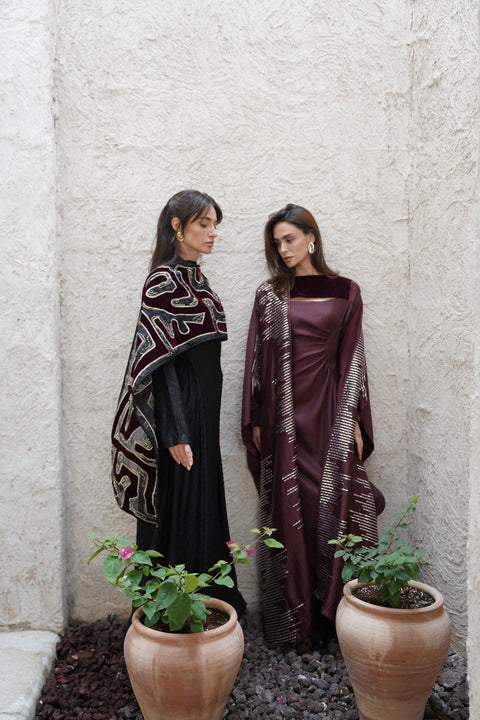 Maroon Bloom Kaftan
