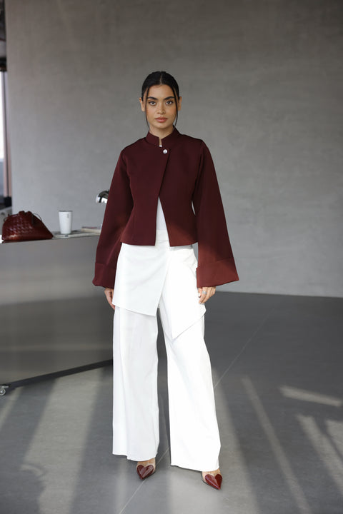 Maroon Crop blazer