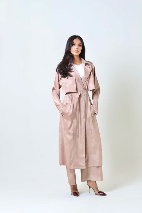 Satin Trench Set