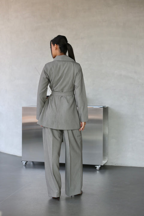 Grey Belted Blazer