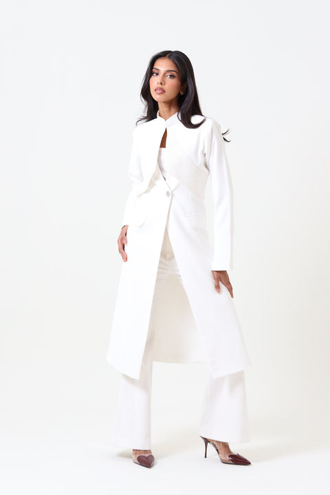 Long white Aura Blazer