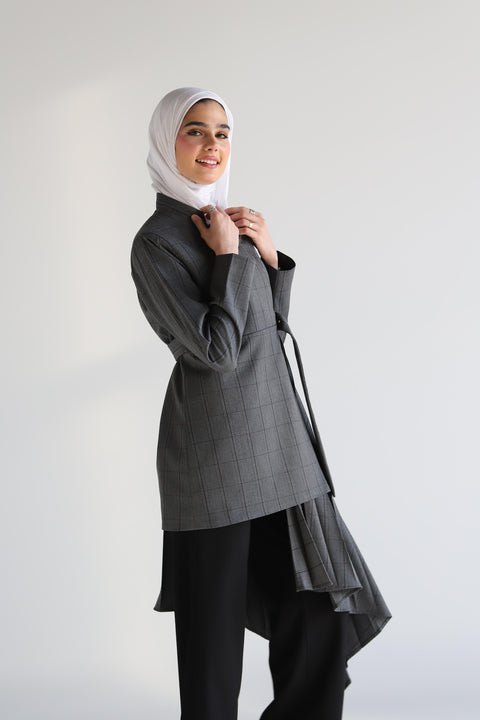 Grey Plisse Checkered