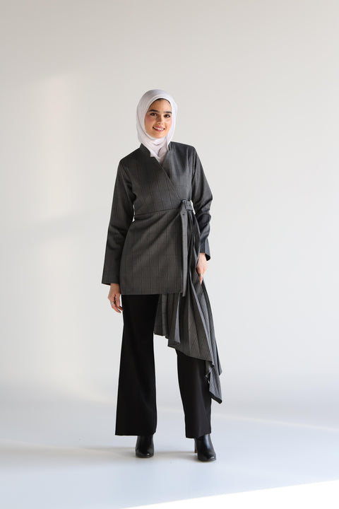 Grey Plisse Checkered