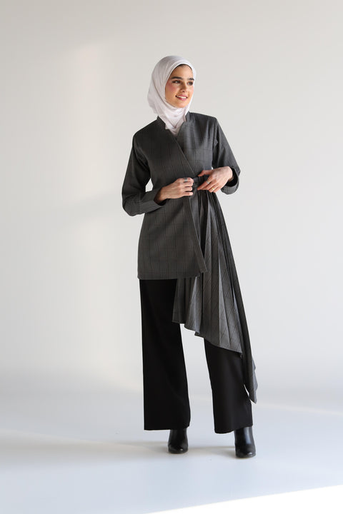 Grey Plisse Checkered