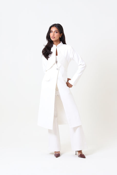 Long white Aura Blazer