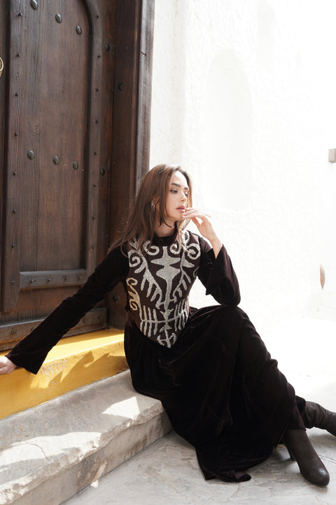 Brown Velvet Kaftan