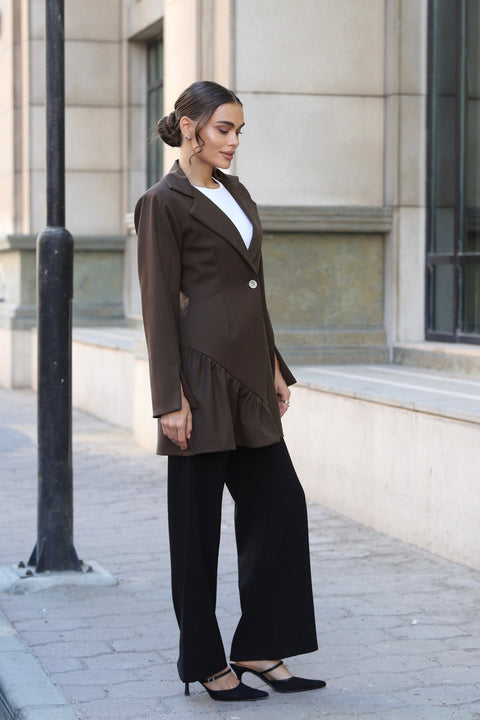 Chocolate Short Blazer - Timeless Boutique Kuwait