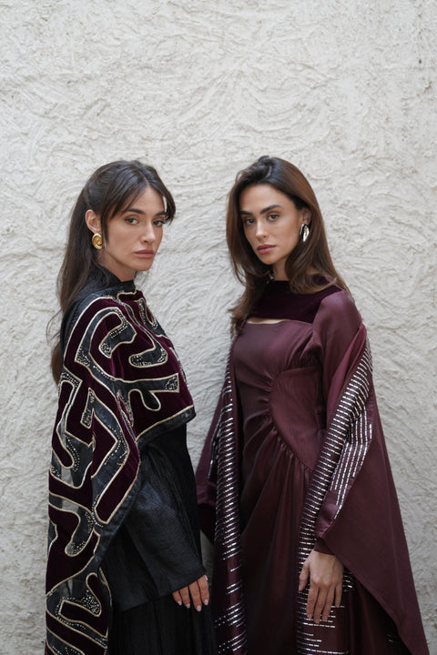 Maroon Bloom Kaftan - Timeless Boutique Kuwait