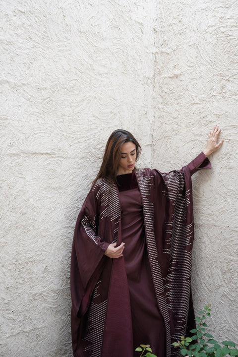 Maroon Bloom Kaftan - Timeless Boutique Kuwait