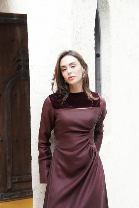 Maroon Bloom Kaftan - Timeless Boutique Kuwait